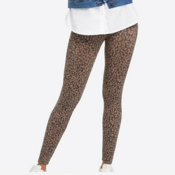 Spanx Seamless Mini Leopard‎ Print Leggings Small - Picture 1 of 5